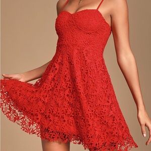 Lulus red lace mini dress